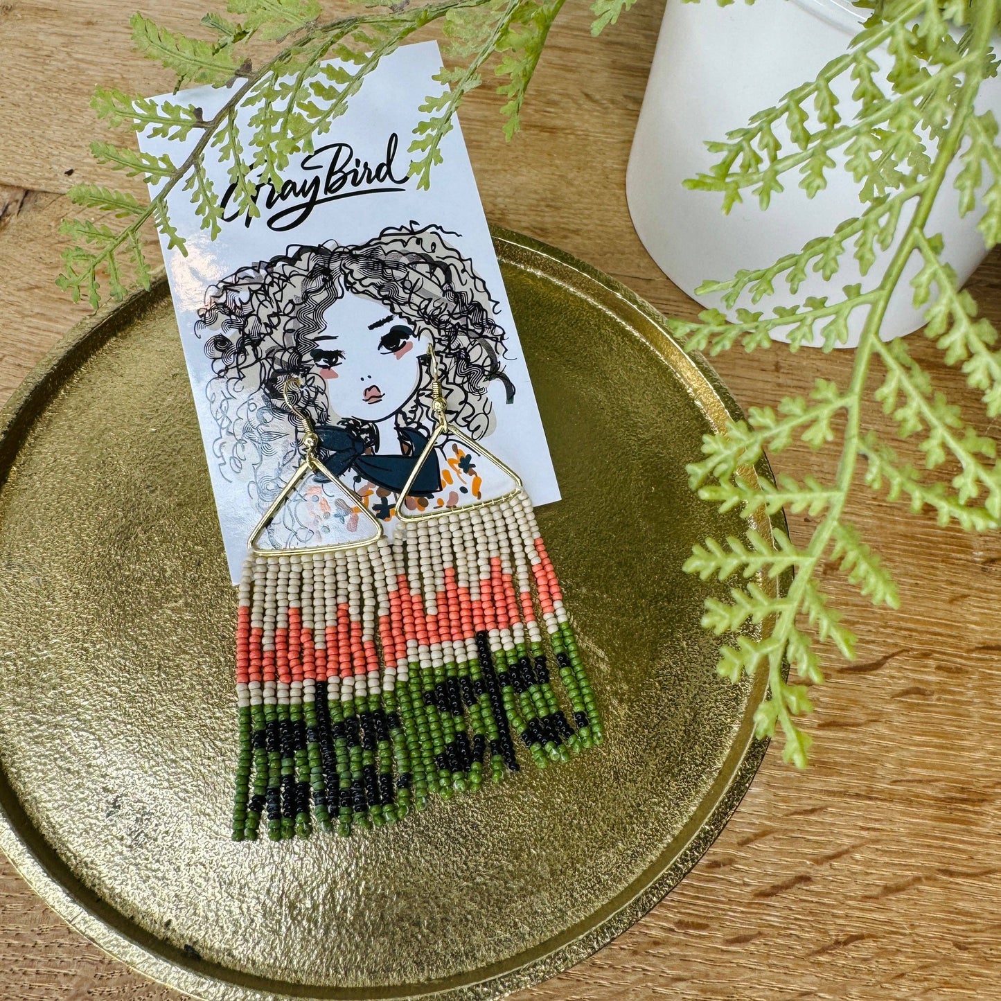 Swedish-Inspired | Folk Tulip| Seed Bead Earrings- Orange