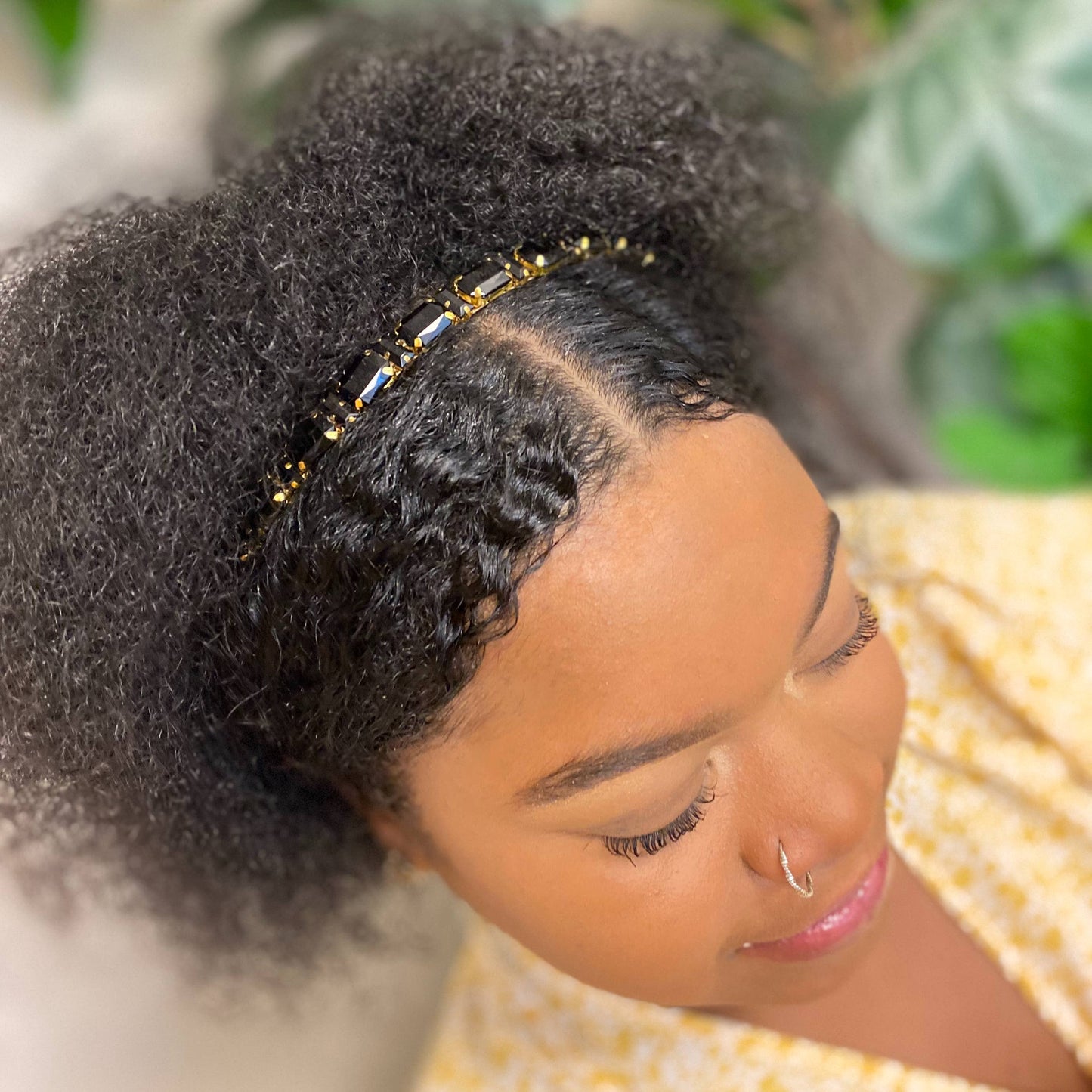 Diamonds In A Row Headband: Black