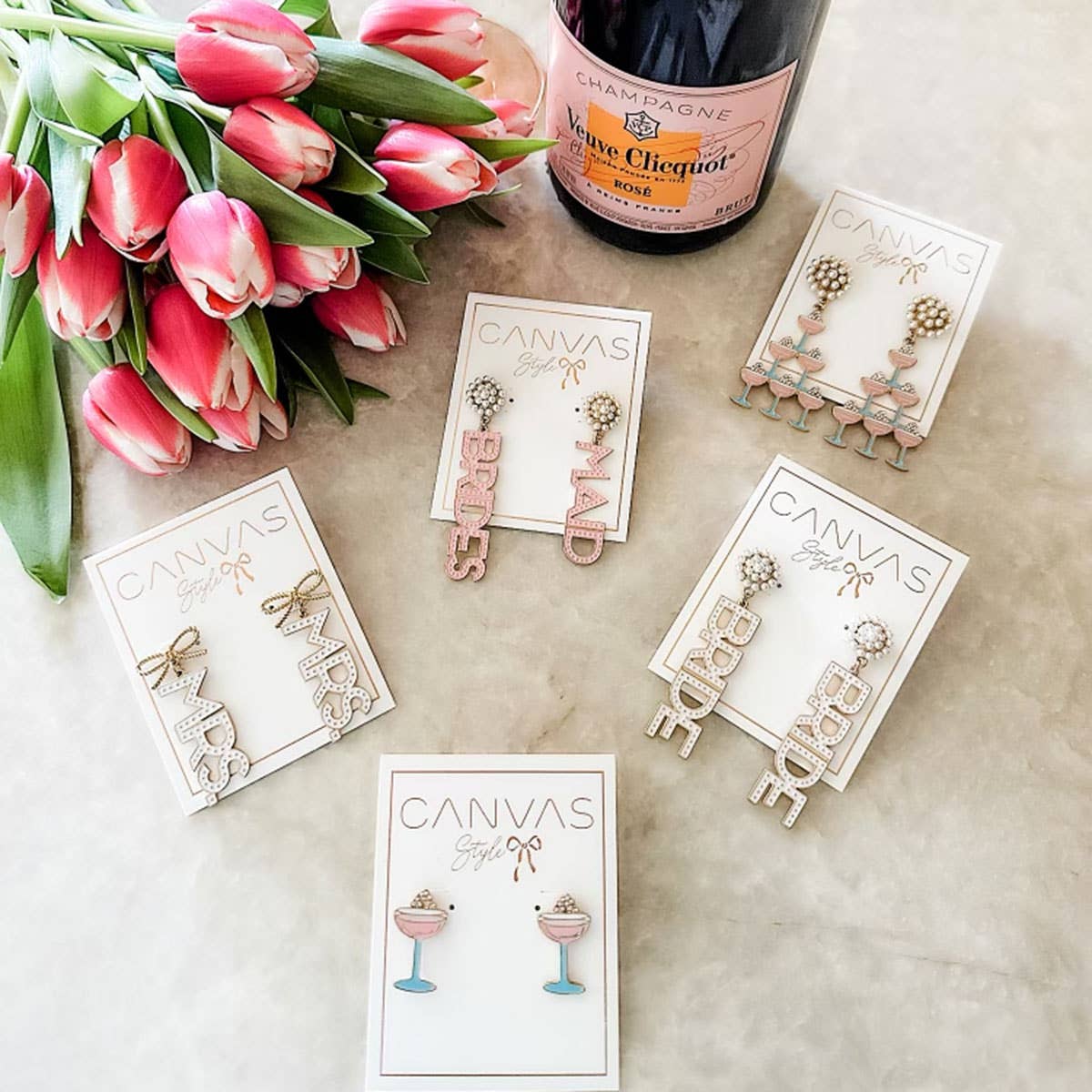 Crystal Enamel & Pavé Champagne Tower Earrings in Pink & Blue