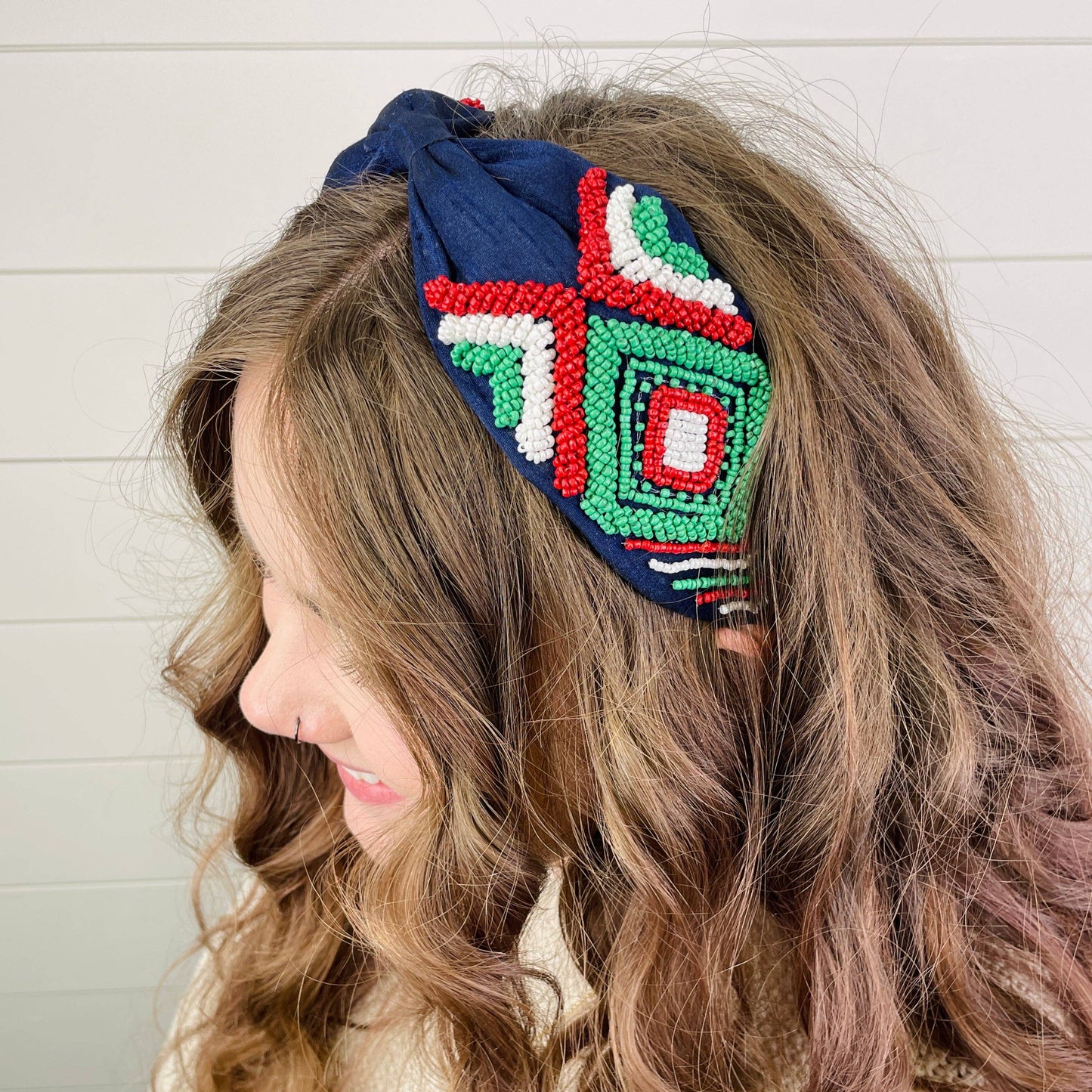 Natalie Navy Hand Beaded Seed Bead Luxury Headband