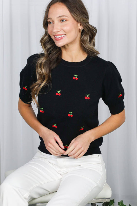 🍒 Sweet on Cherries Black Sweater 🍒