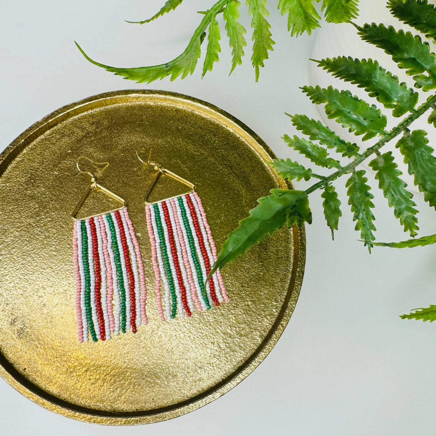 Frannie French Striped Line Seed Bead Earrings