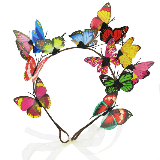 Butterfly Ribbon Closure Headband : Multi-Colored