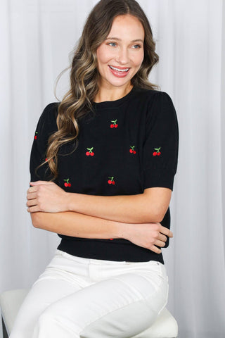 🍒 Sweet on Cherries Black Sweater 🍒