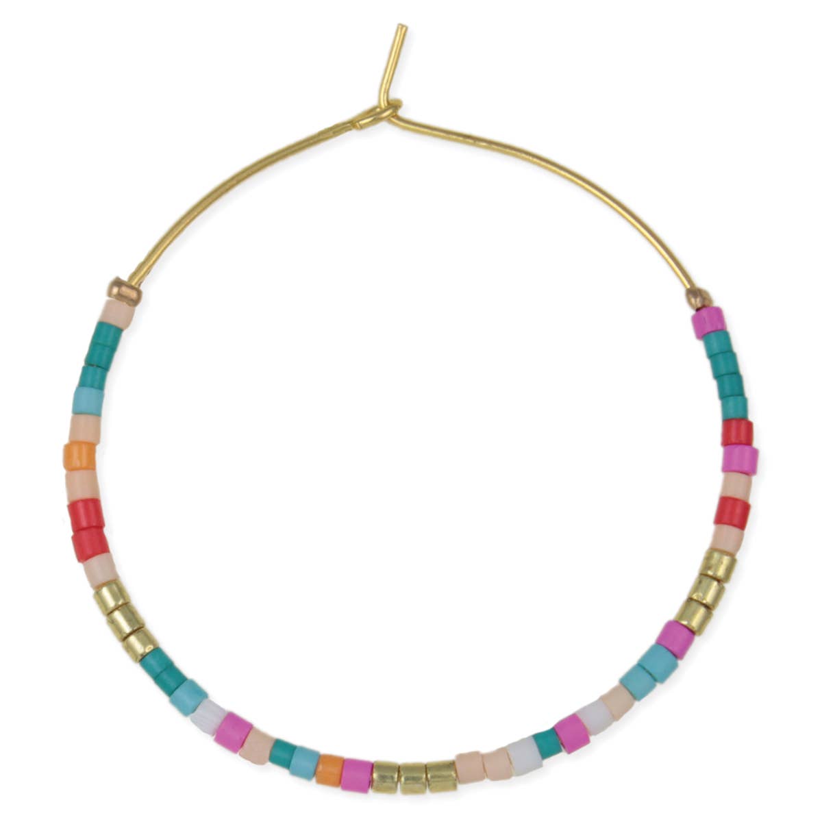 Multi Tiny Seed Bead Gold Hoops