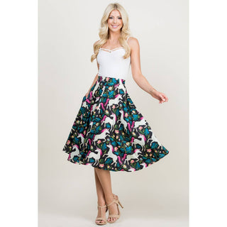 Unicorn Print Circle Skirt, Multicolor